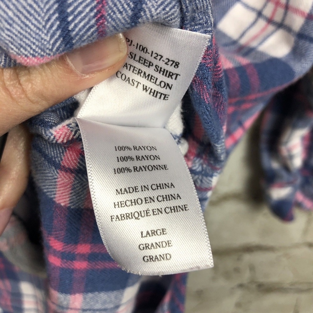 Rails Pajama PJ Sleep Shirt Pink Blue White Plaid - Picture 8 of 8